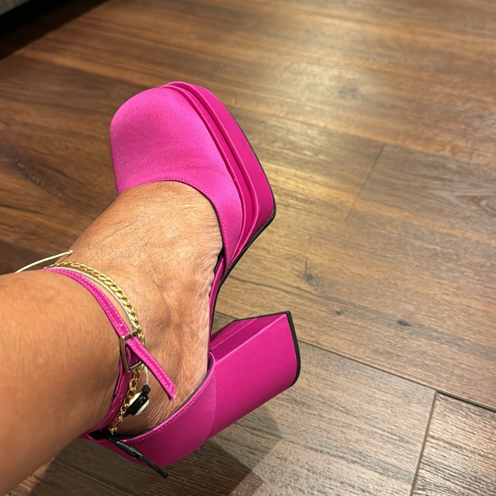 8 by Yoox NWT Pink Satin Platform Lace-up Block heel Pumps. Made in Italy. - Picture 15 of 15